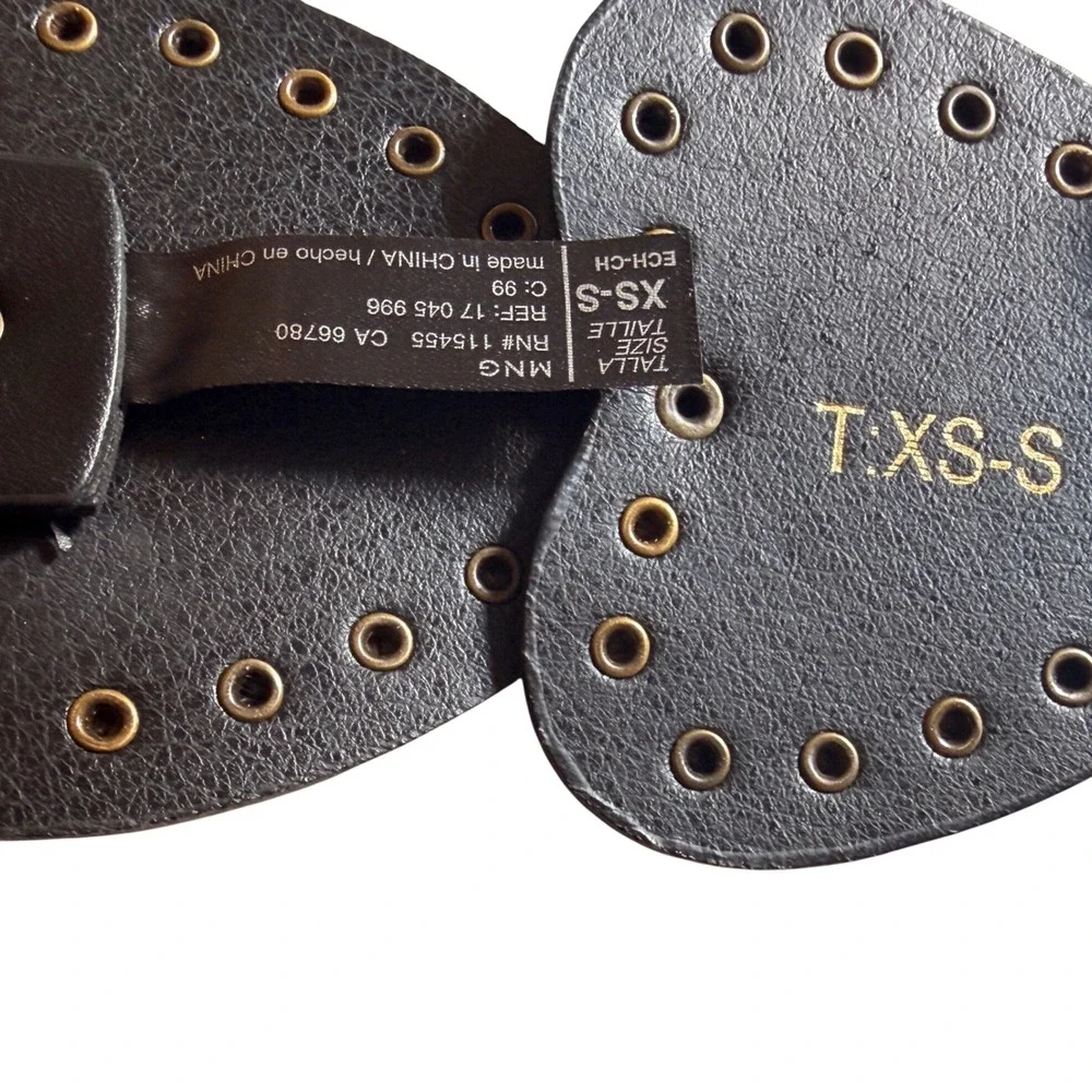 Mango Studded Heart Belt XS/S‎ Black Fairy Grunge Y2K Concert Western NWT